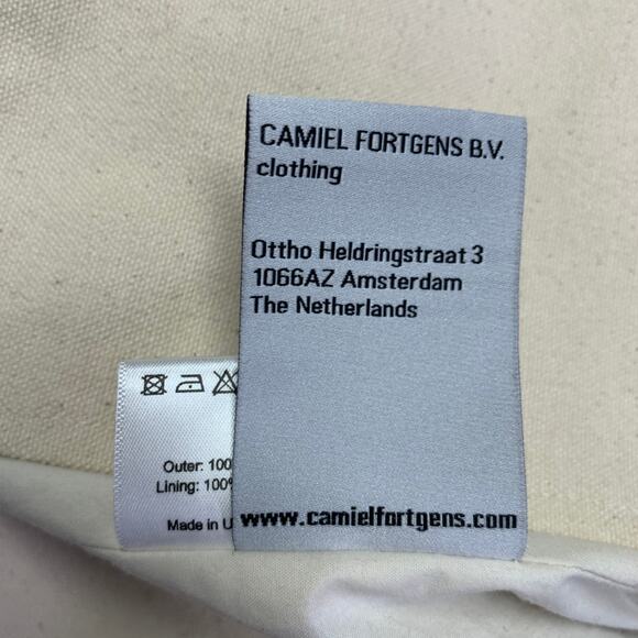 CAMIEL FORTGENS Size L Grey Taupe Color Block Cotton Raw edge Coat - Picture 7 of 7